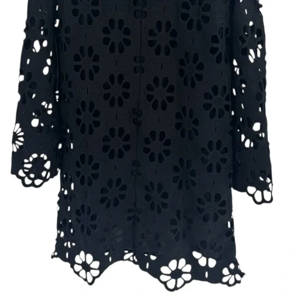 Tuckernuck NWT Black Lace Hutton Mini Dress – Size M – Bell Sleeve Shift Dress - Picture 7 of 10
